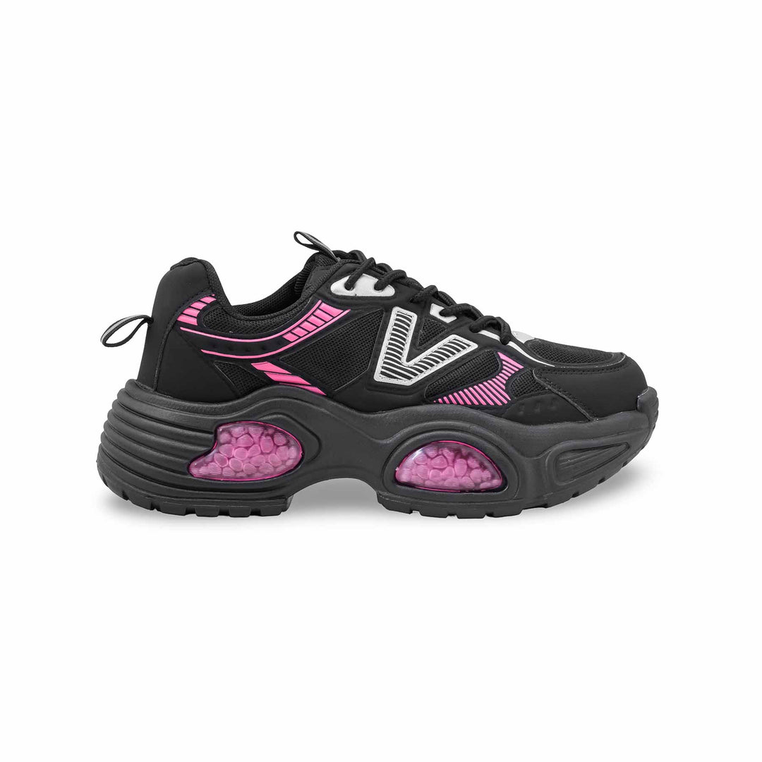 Black Athleisure Casual Sneaker For Women AT7449