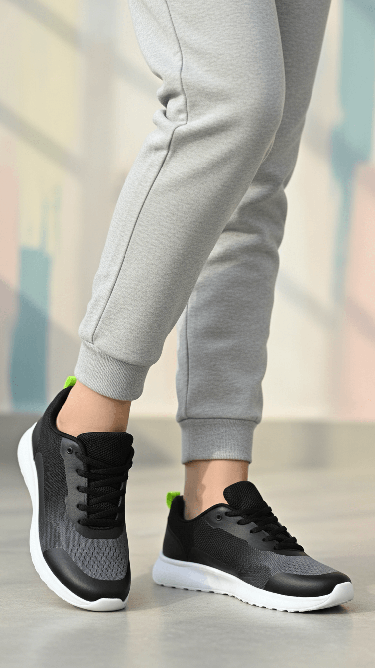 Black Athleisure Sneaker For Ladies AT7464