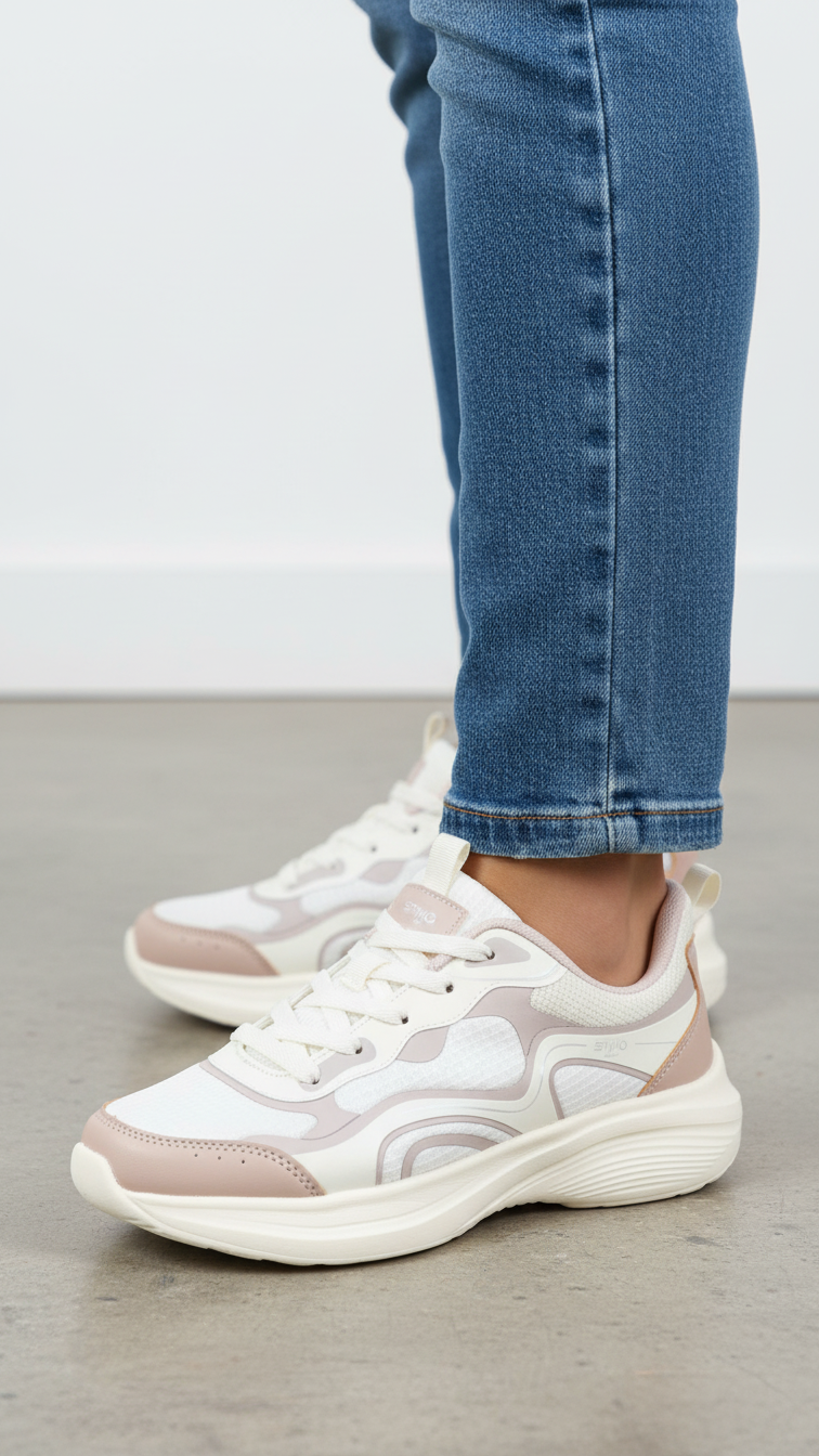 Beige Casual Sneaker For Ladies AT7470