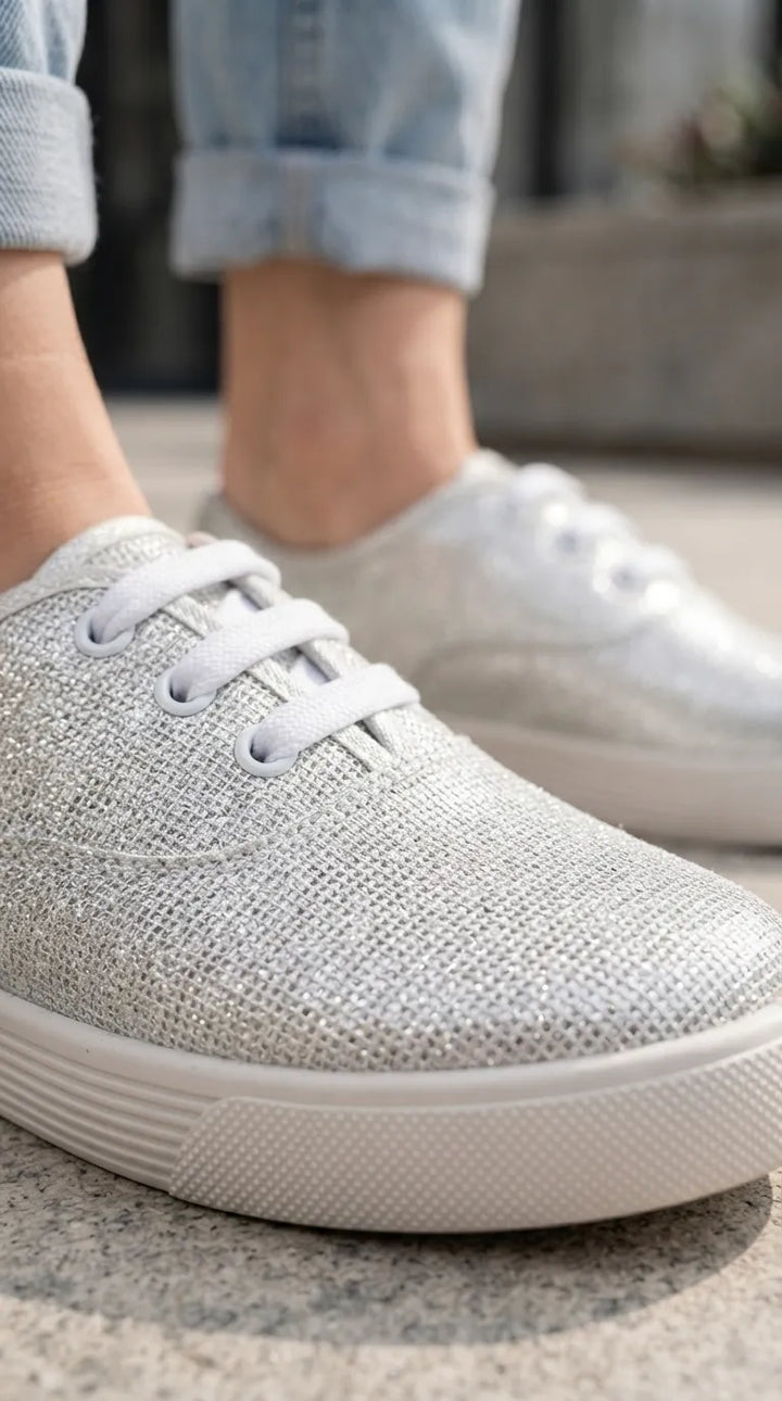 Silver Sneakers For Ladies AT7542