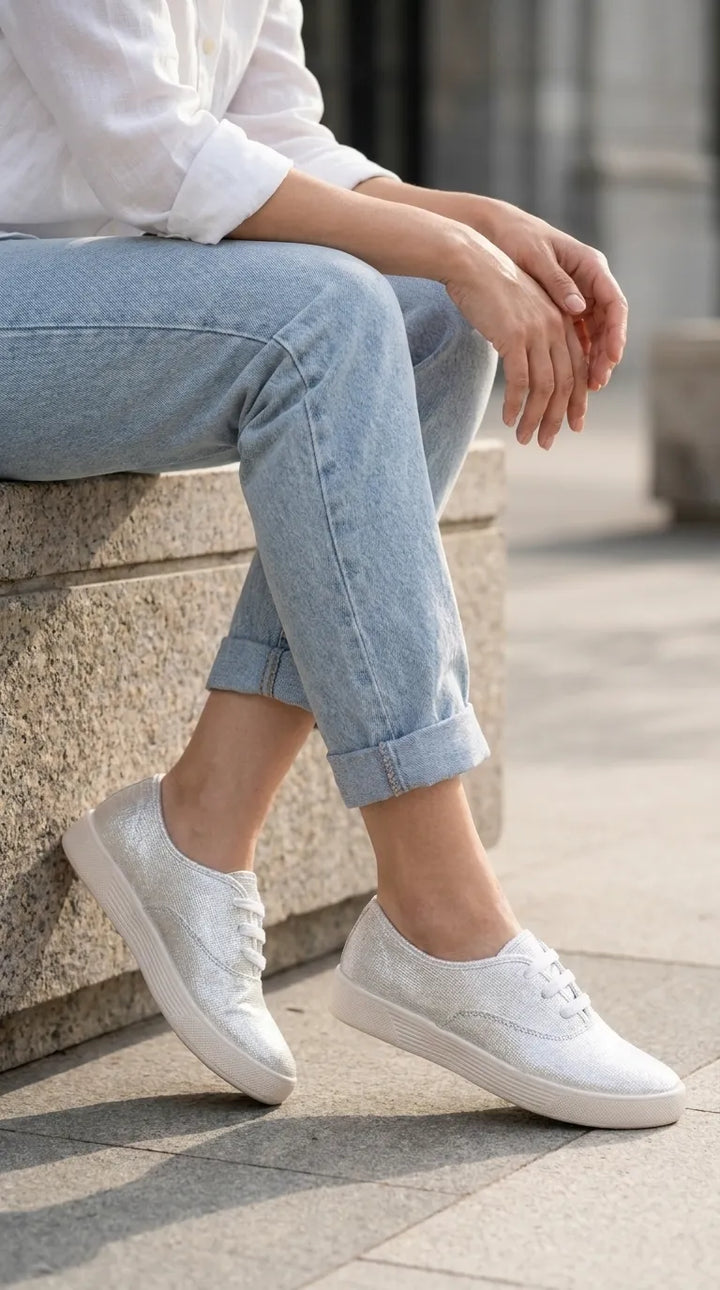 Silver Sneakers For Ladies AT7542