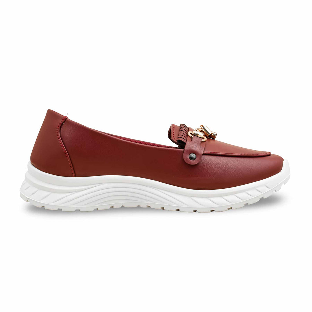 Burgundy Casual Sneaker For Ladies AT9106