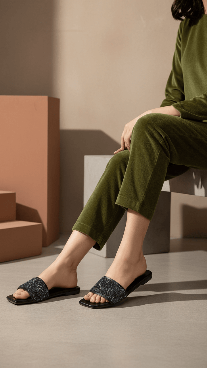 Black Casual Slipper For Ladies CL1916