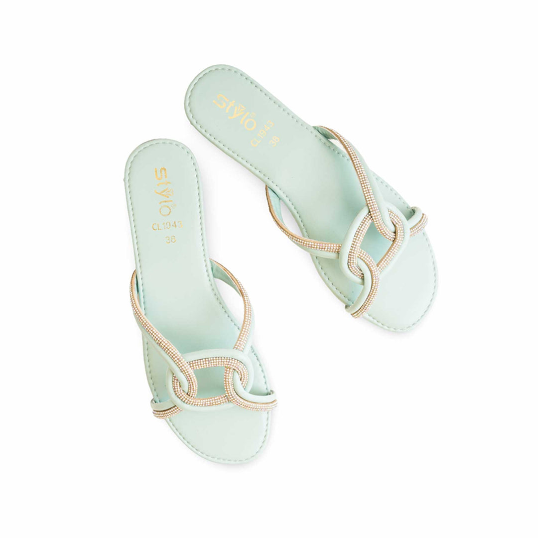 Aqua Green Casual Slipper For Ladies CL1943
