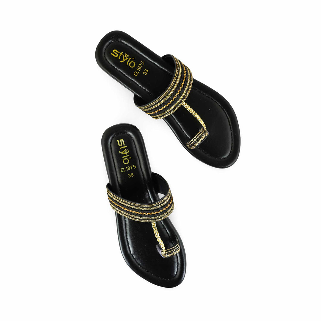Black Casual Chappal For Ladies CL1975
