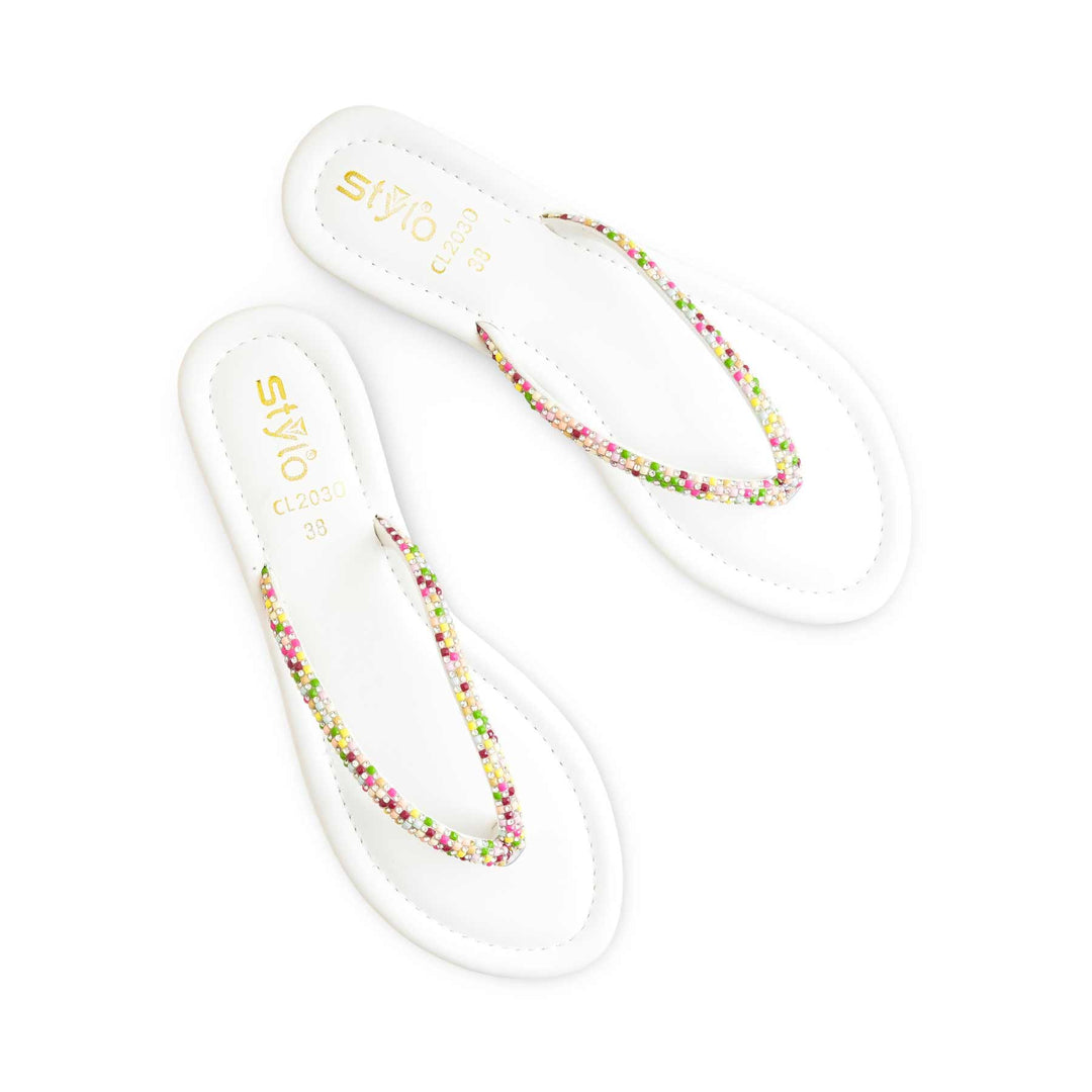White Casual Chappal For Women CL2030