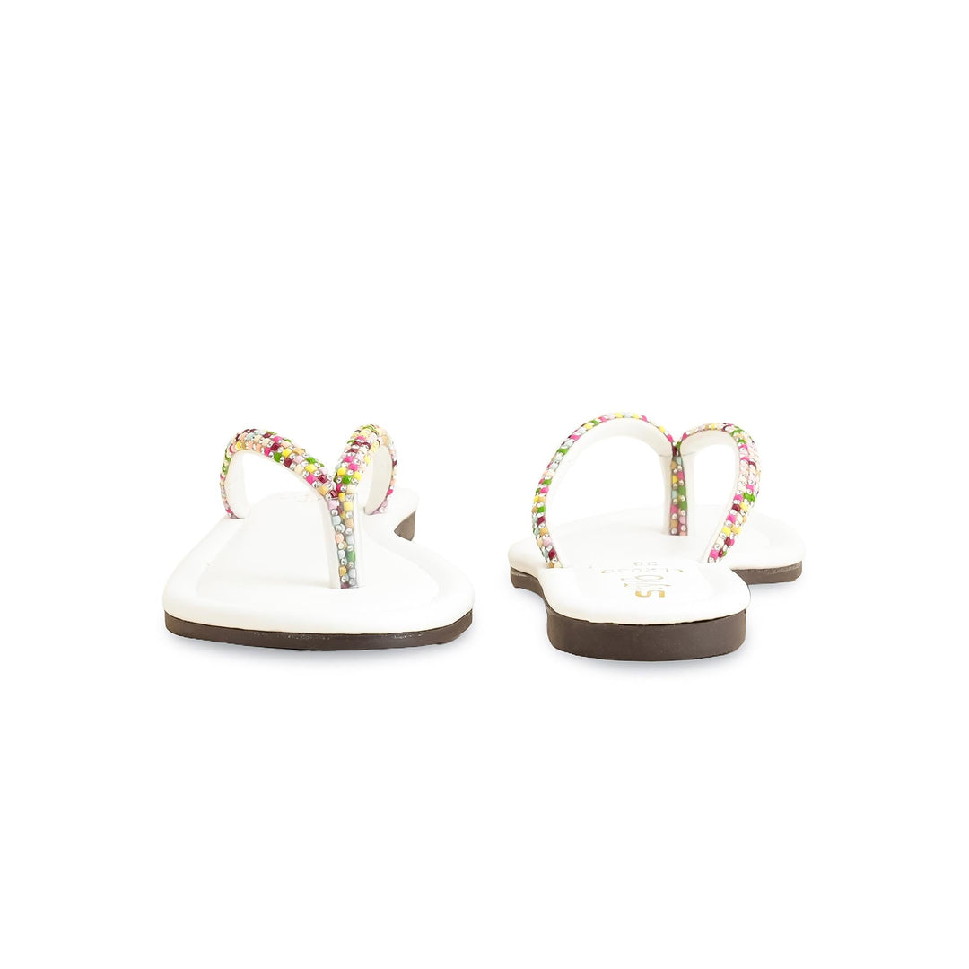 White Casual Chappal For Women CL2030