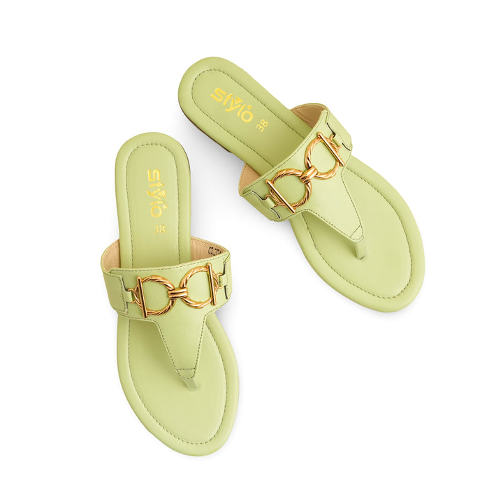 Green Casual Chappal CL2046