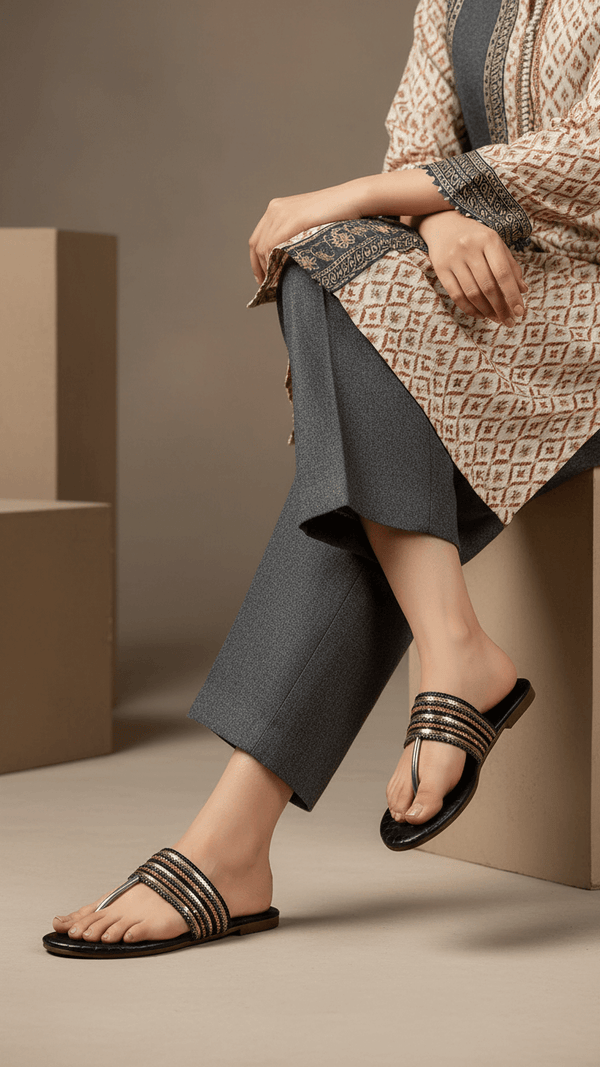 Black Casual Chappal CL2135