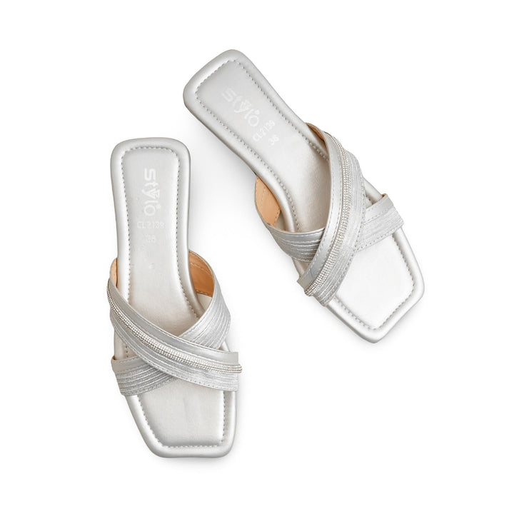 Silver Casual Women Slipper CL2139