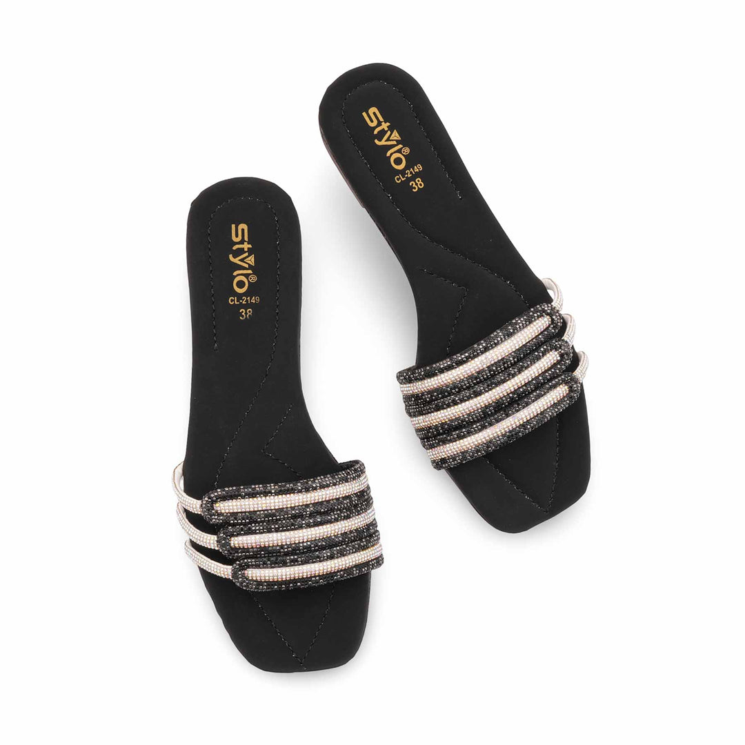 Black Casual Slipper For Ladies CL2149