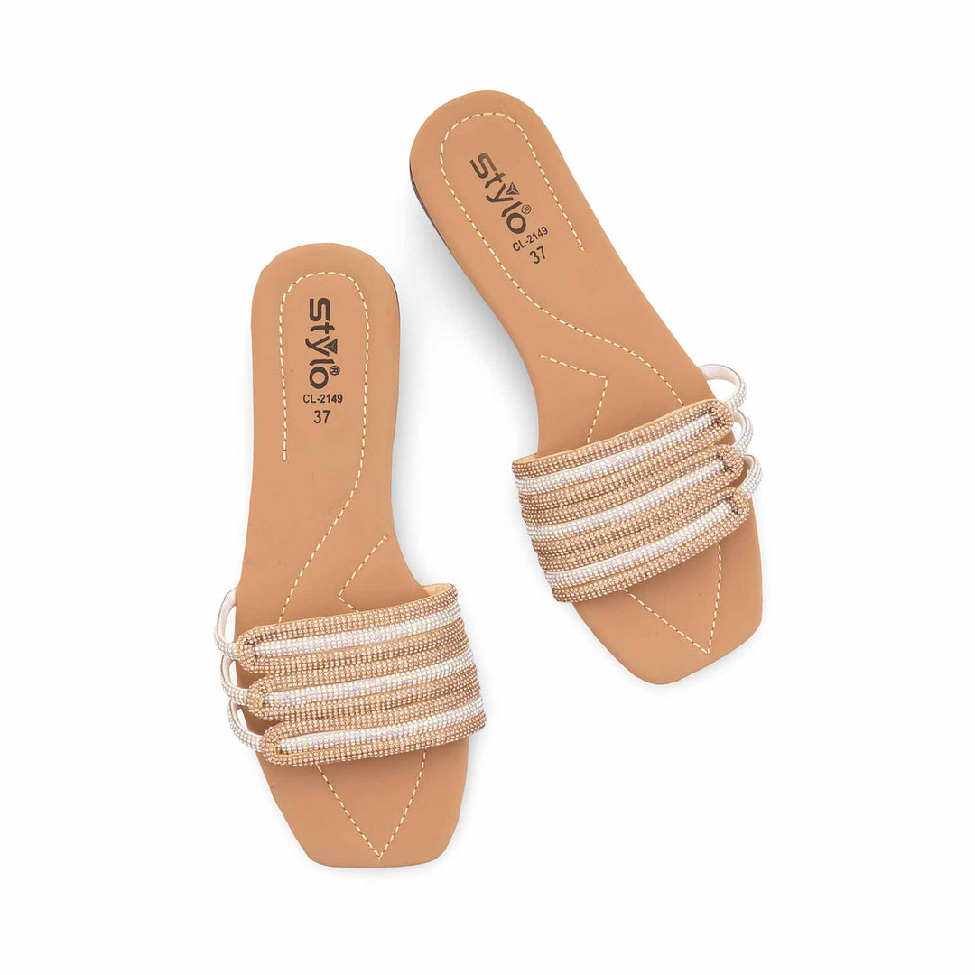 Golden Casual Slipper For Ladies CL2149