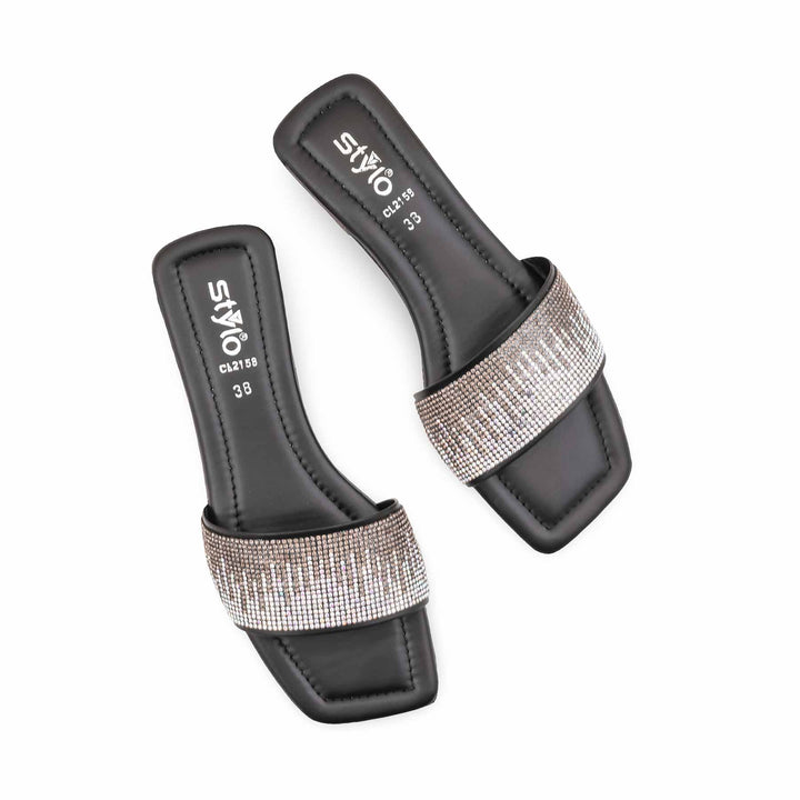 Black Casual Slipper For Ladies CL2158