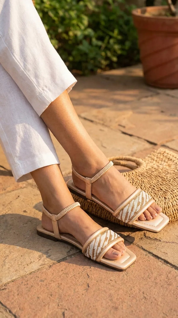 Golden Casual Sandal For Women CL2164