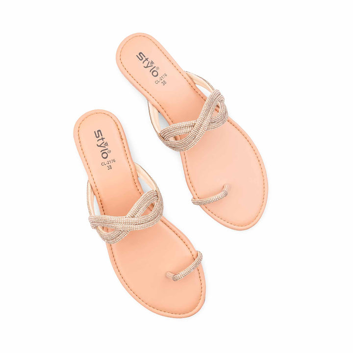 Golden Casual Chappal For Ladies CL2176