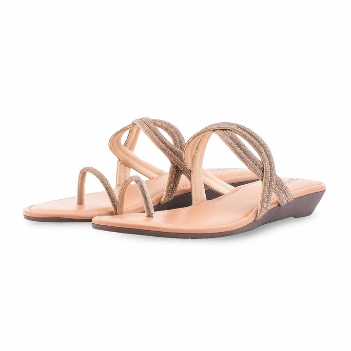 Golden Casual Chappal For Ladies CL2176