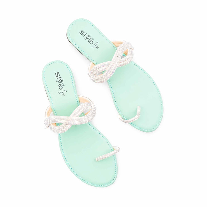 Aqua Green Casual Chappal For Ladies CL2176