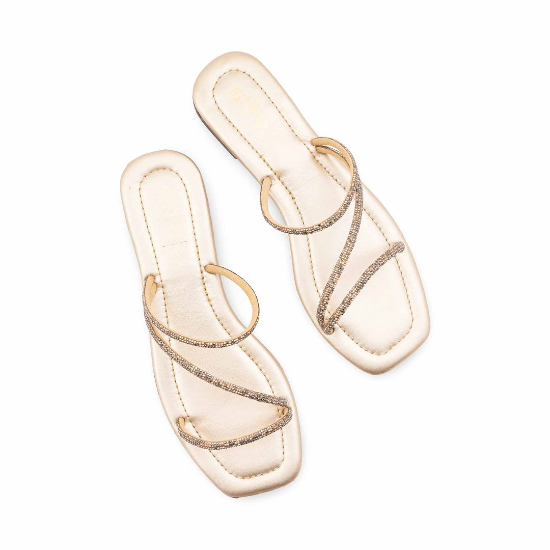 Golden Casual Slipper For Ladies CL2185