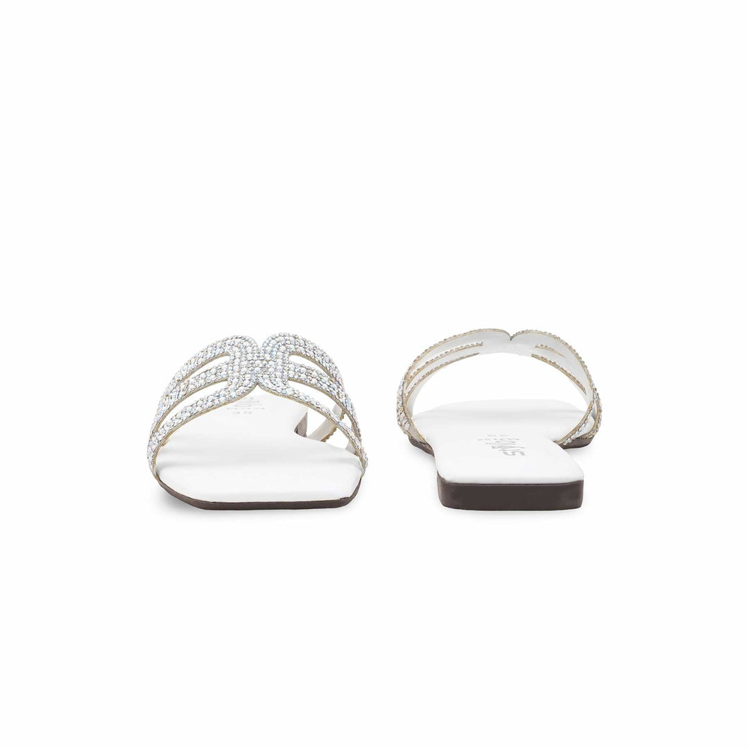 White Casual Chappal For Ladies CL2194