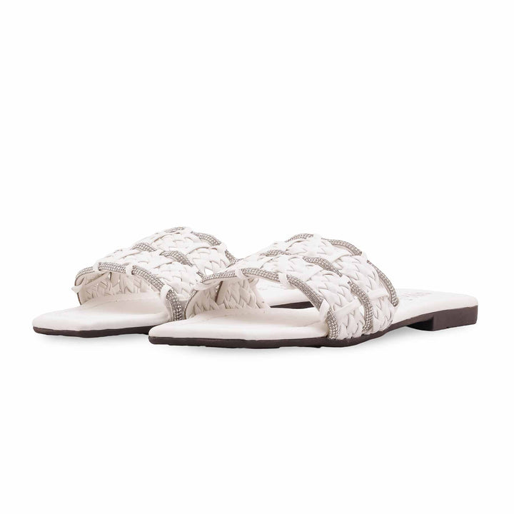White Casual Slipper For Women CL2201