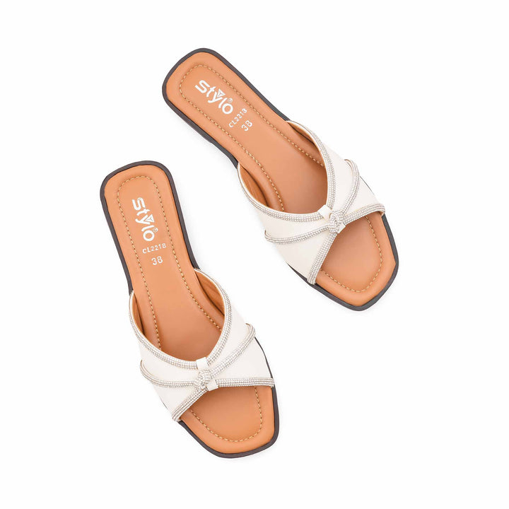 White Casual Slipper For Women CL2218