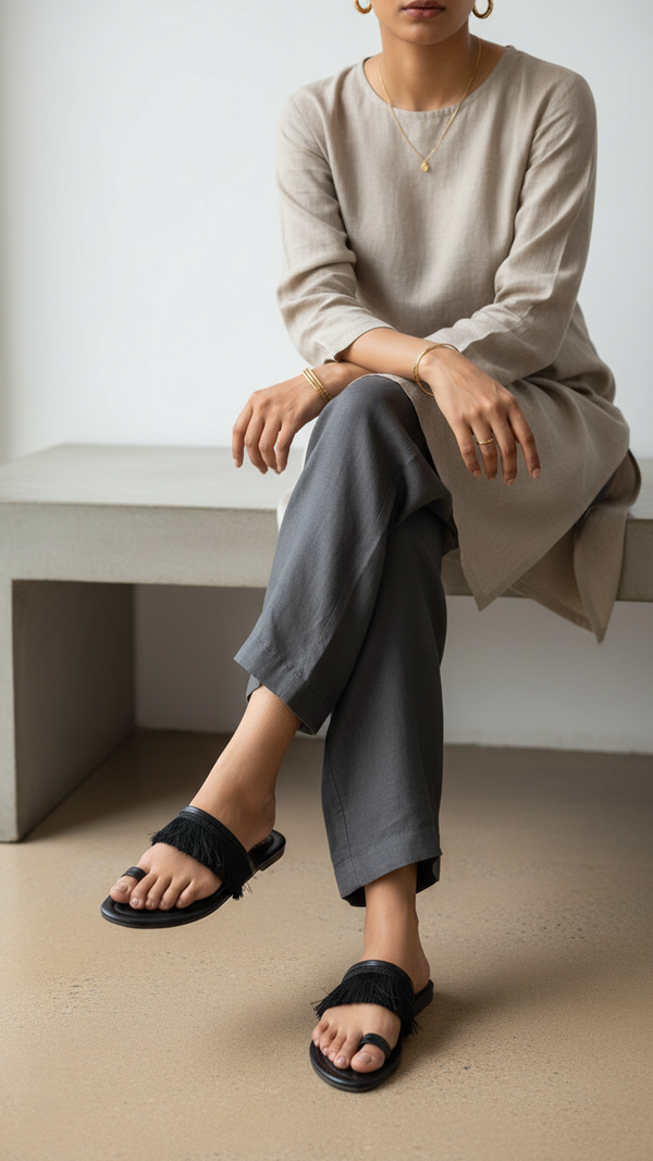 Black Casual Chappal For Women CL2222