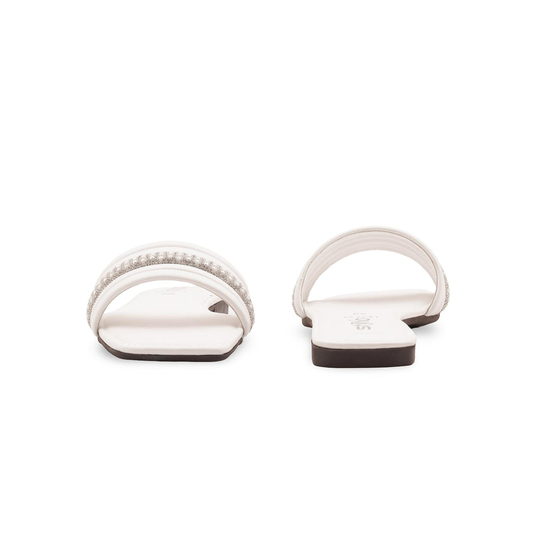 White Casual Slipper For Ladies CL2239