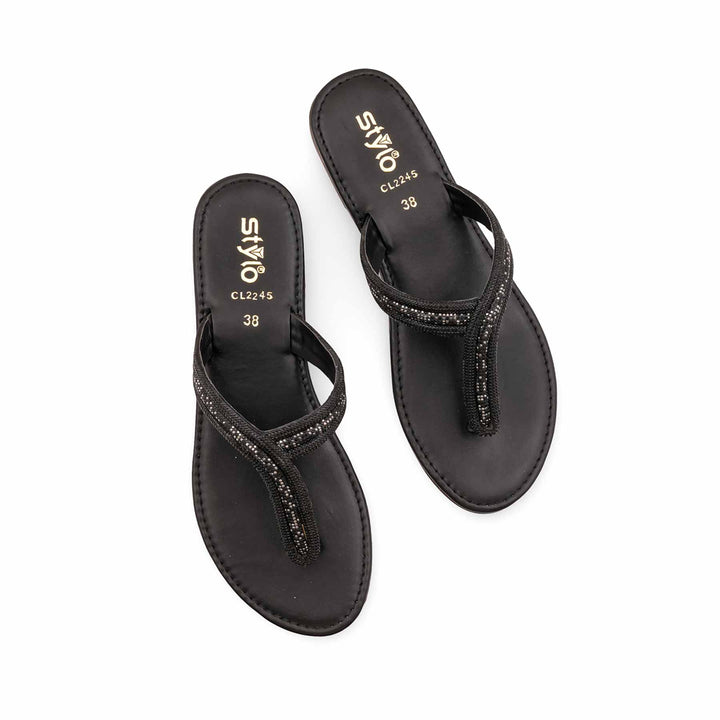 Black Casual Chappal For Ladies CL2245