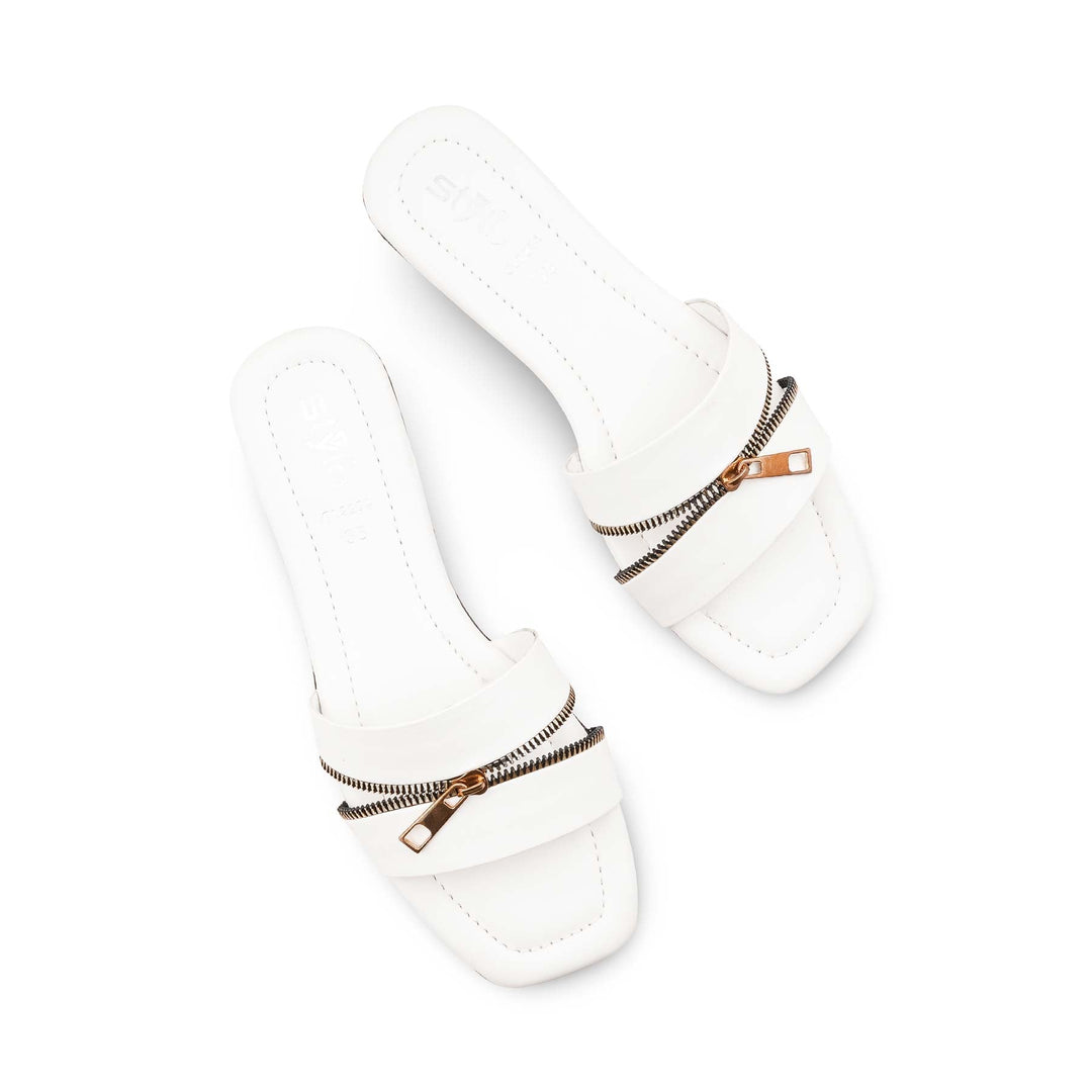 White Casual Slipper For Women CL2254