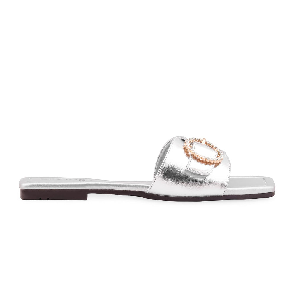 Silver Casual Slipper For Ladies CL2257