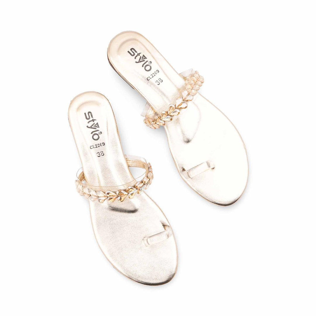 Golden Casual Chappal For Ladies CL2269