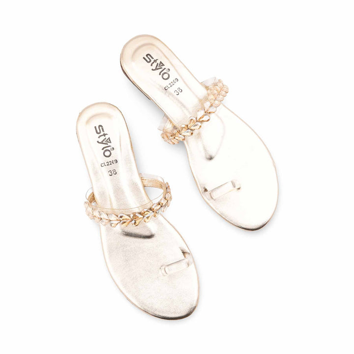 Golden Casual Chappal For Ladies CL2269