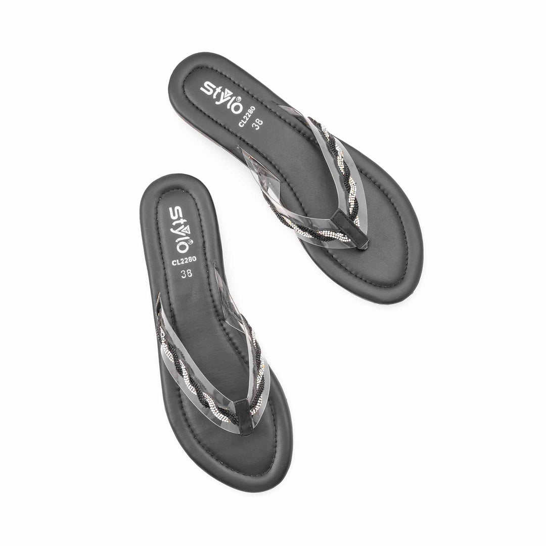 Black Casual Chappal For Women CL2280