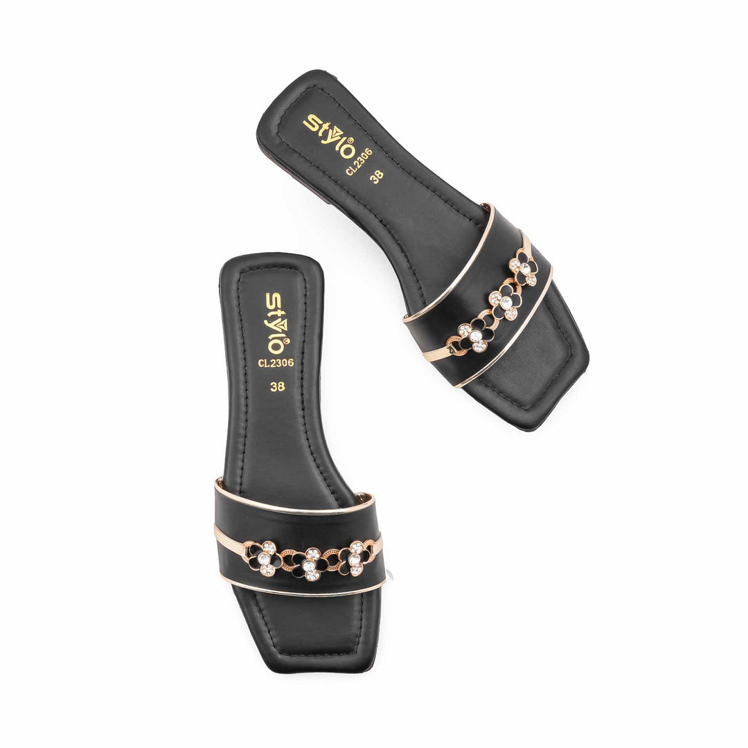 Black Casual Slipper For Women CL2306