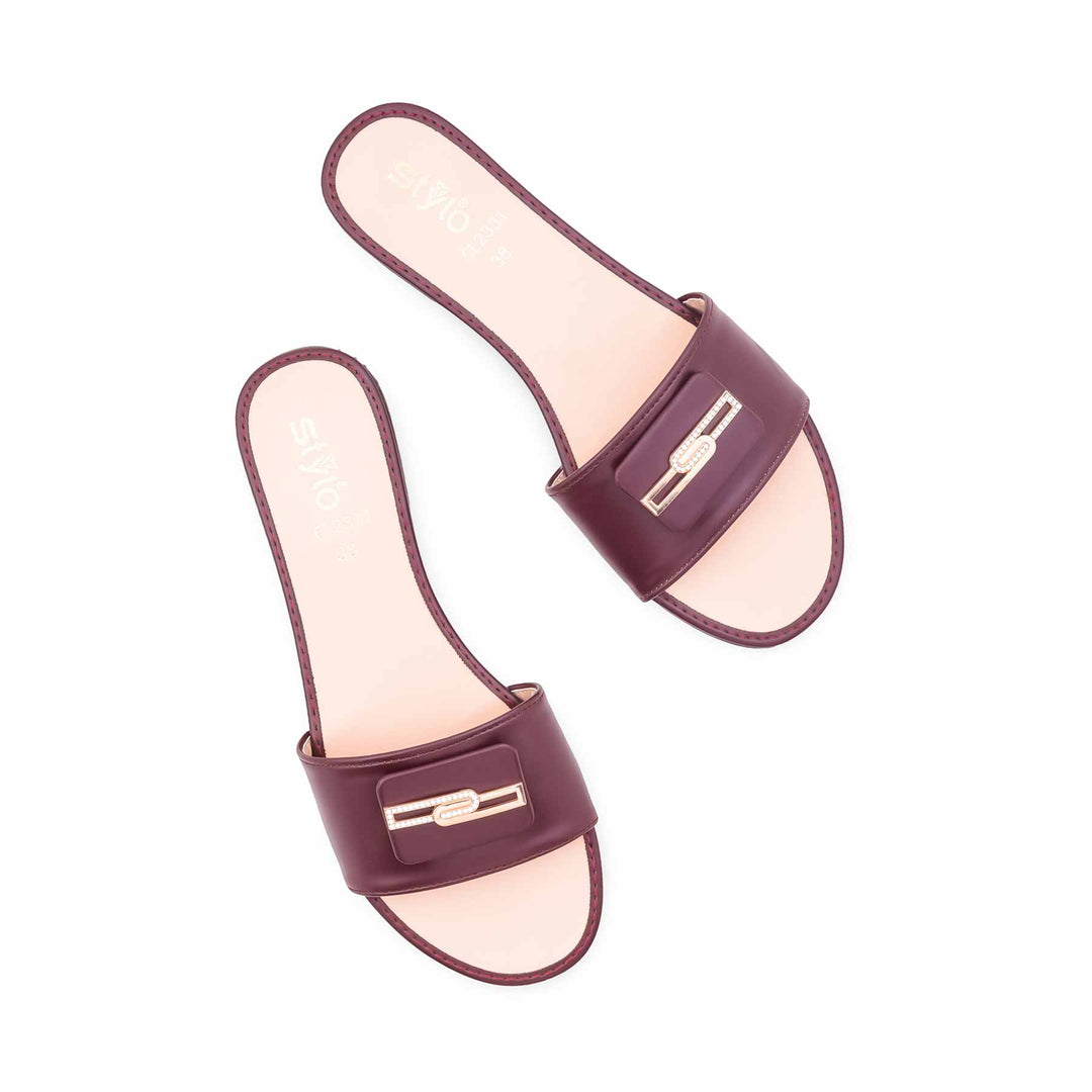 Maroon Casual Women Slipper CL2331