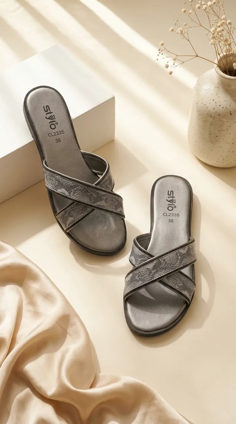 Grey Casual Slipper For Women CL2335