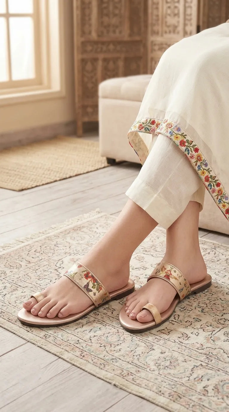Golden Casual Chappal For Women CL2337