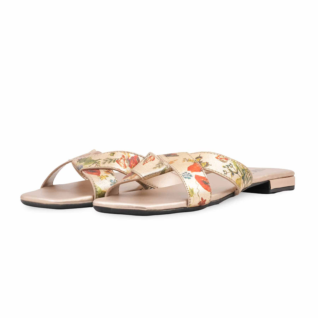Golden Casual Slipper For Ladies CL2338
