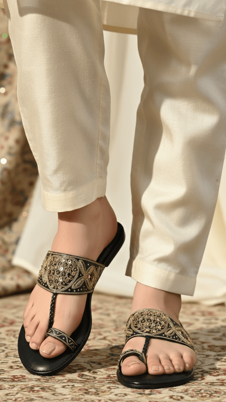 Black Ethnic Chappal EC0214