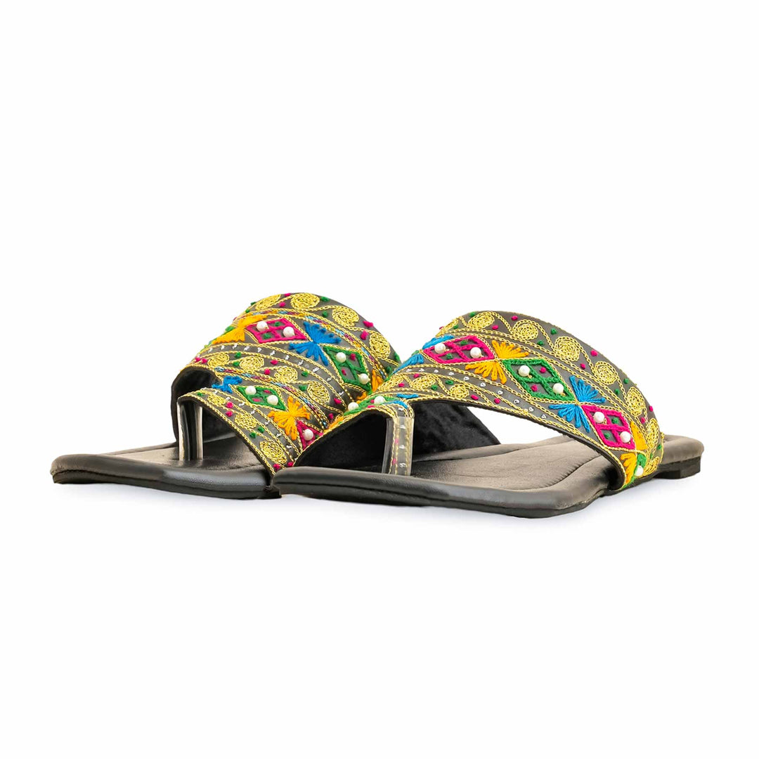 Black Fancy Women Chappal EC0230