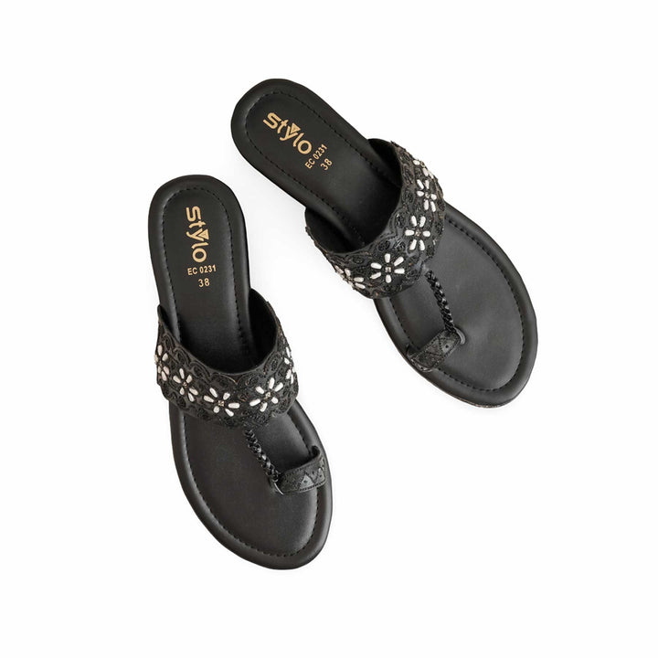 Black Formal Chappal For Women EC0231
