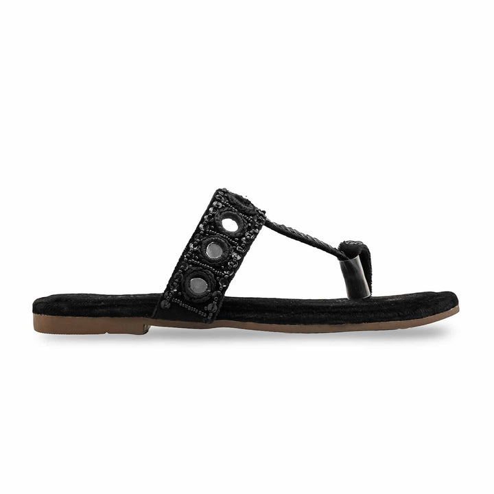 Black Ethnic Chappal For Women EC0236