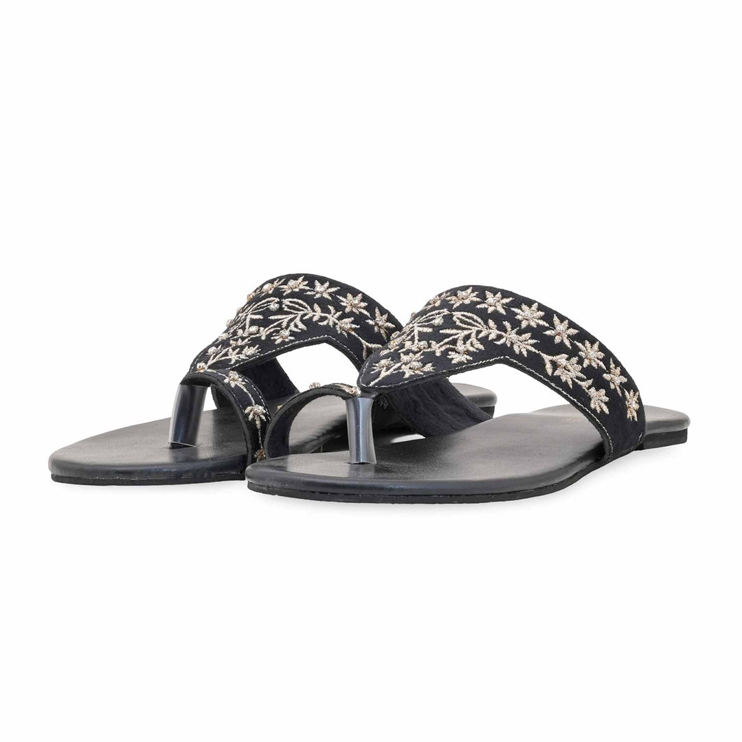 Black Ethnic Chappal For Ladies EC0238