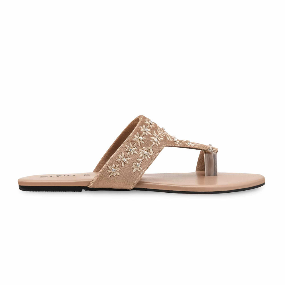 Beige Ethnic Chappal For Women EC0238