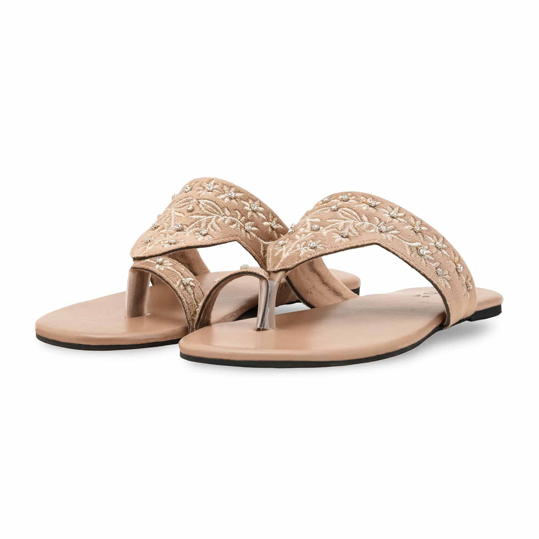 Beige Ethnic Chappal For Women EC0238