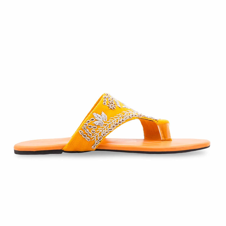 Yellow Fancy Chappal For Ladies EC0242