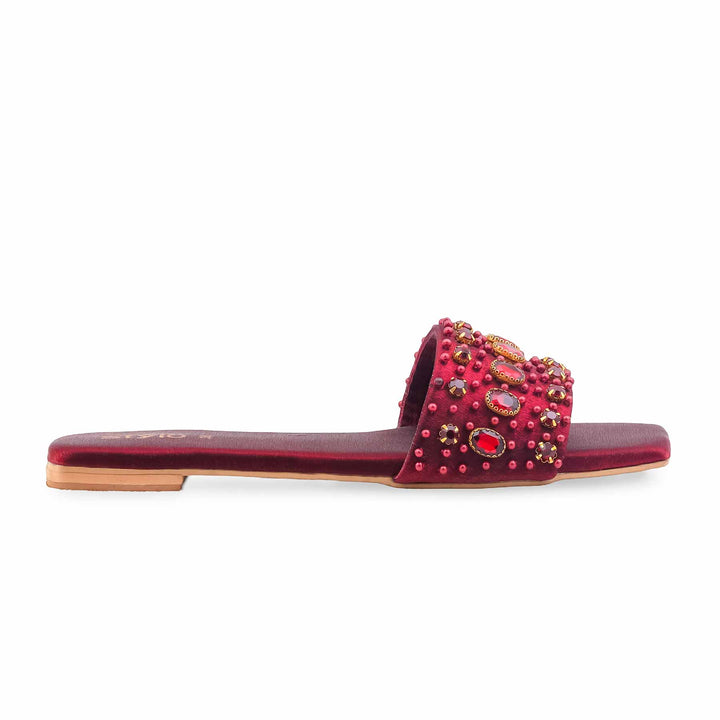 Maroon Fancy Slipper For Women EC0243
