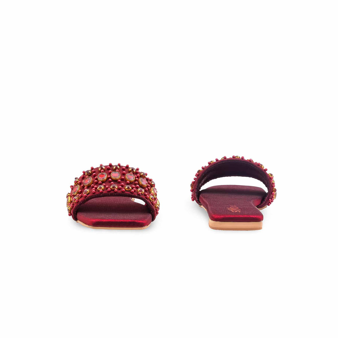Maroon Fancy Slipper For Women EC0243