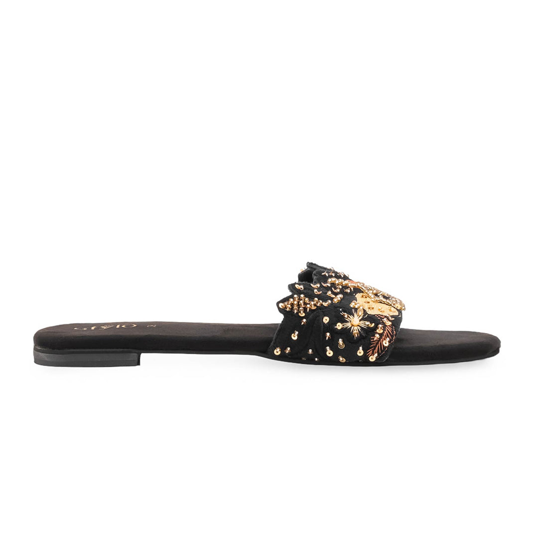 Black Fancy Slipper For Women EC0244
