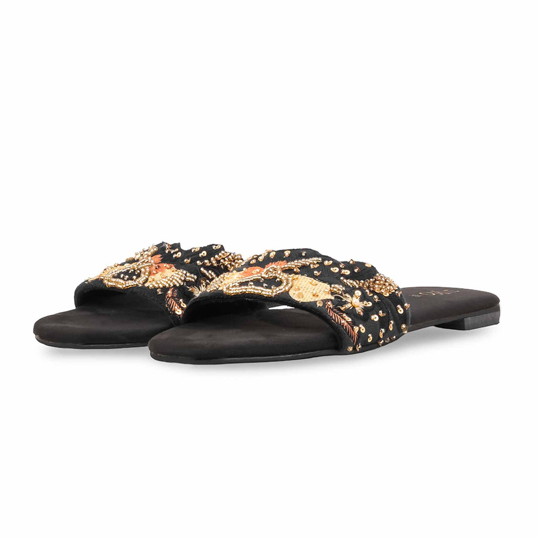 Black Fancy Slipper For Women EC0244
